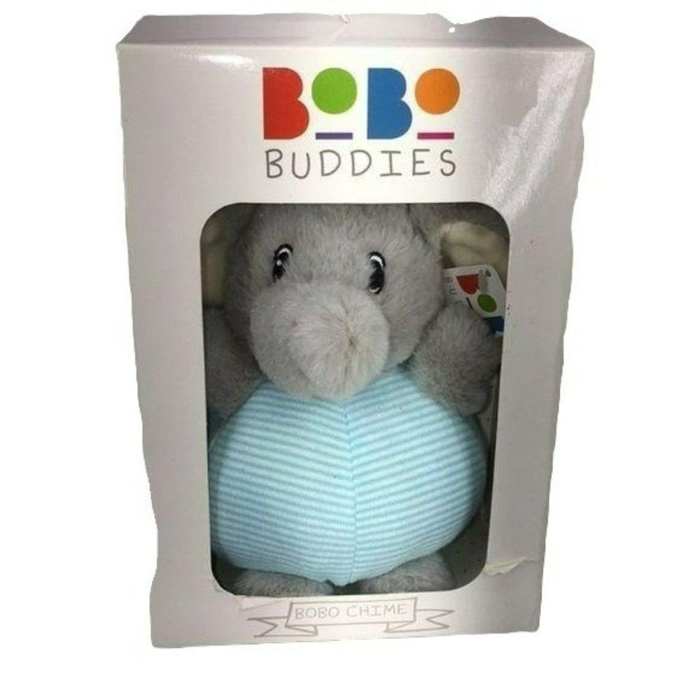 Bobo Buddies Chime Elephant Soft Toy Bell Sound Blue Baby Toddler New With Box